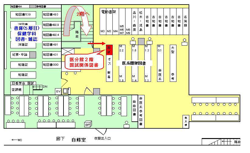 医分館２階国試関係図書